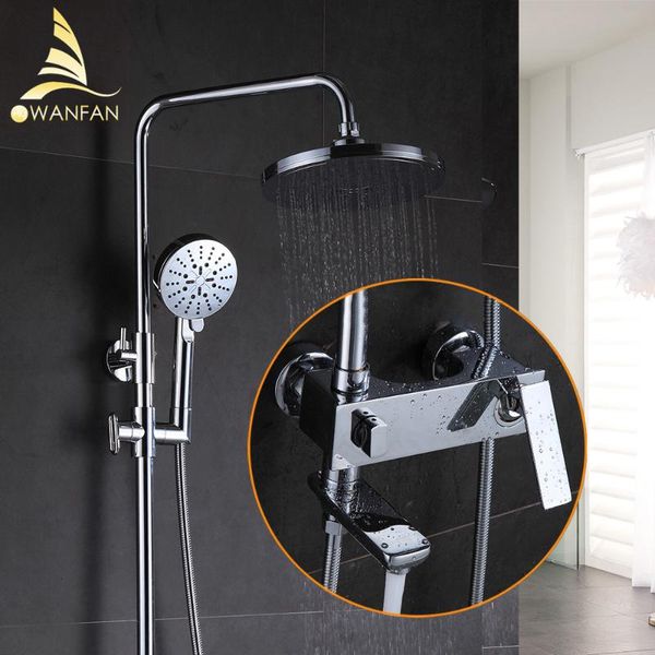 

bathroom shower sets faucets brass chrome bathtub faucet round tube single handle rain with slide bar wall water mixer tap 877006