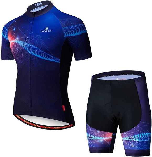

men quick-dry team cycling jersey set mtb road bicycle clothing breathable mountain bike clothes racing sets, Black;blue