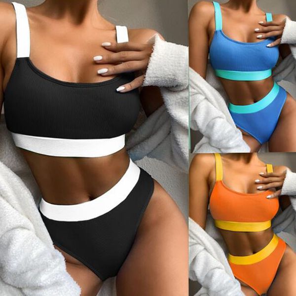 

2021 waidanya basson swimsuit spring solid women's bikini, White;black