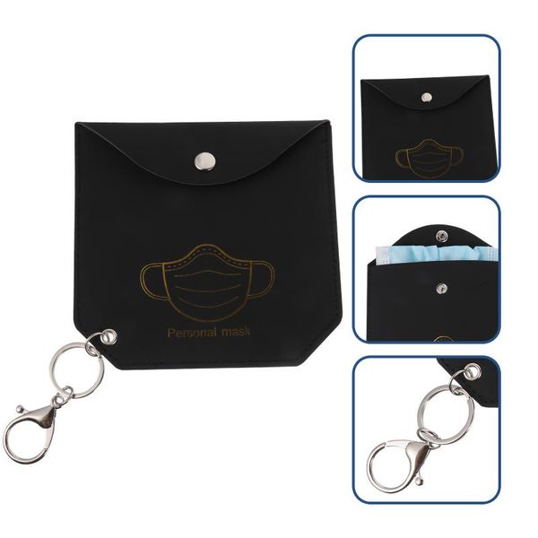 

storage bags 1pc simple disposable mask clip portable pu leather holder