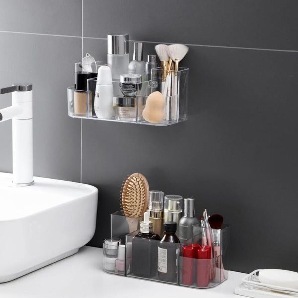 

wall mounted transparent makeup organizer cosmetic storage box desknail polish lipstick case container boxes & bins