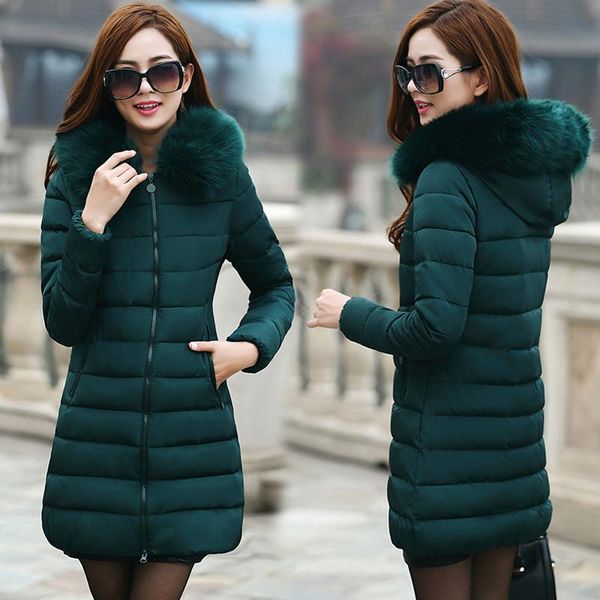 

women's trench coats winter jacket women parkas for coat female 2021 faux raccoon fur long thickening cotton outwear casacos de inverno, Tan;black