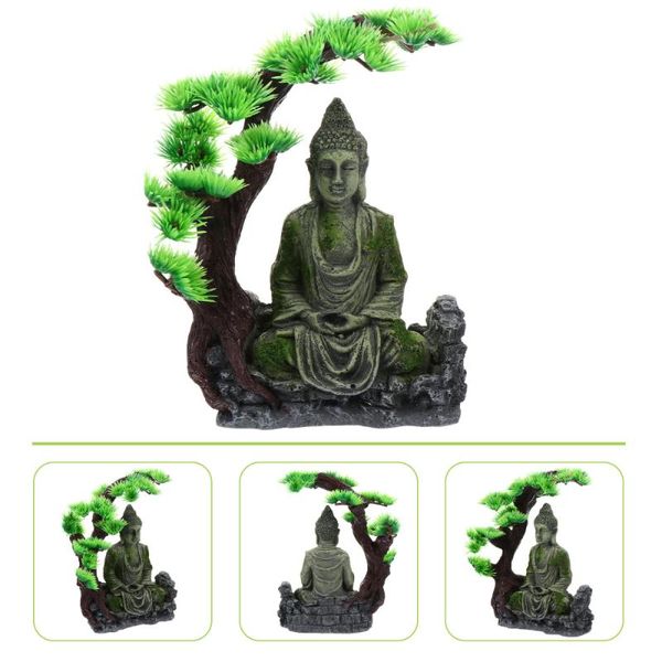 Ornamento de resina figura zen requintado antigo exclusivo criativo aquário estátua de buda decorações2546