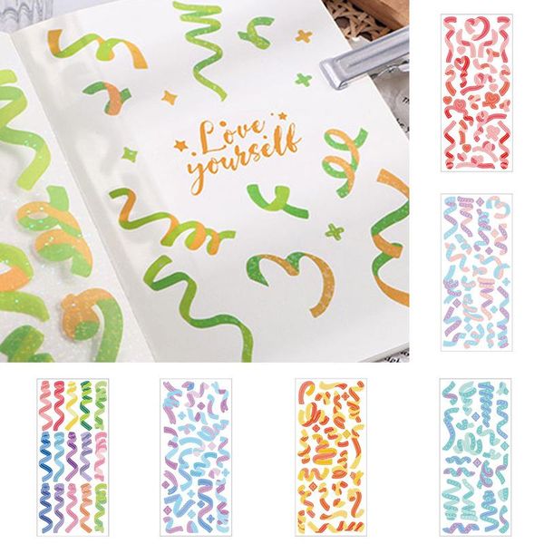 

gift wrap diy laser stickers colorful ribbon ins hand account diary decoration