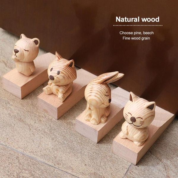 

decorative objects & figurines cute cartoon animal wooden door ser carmen anti-collision anti-wind doors wall statue crafts decorati