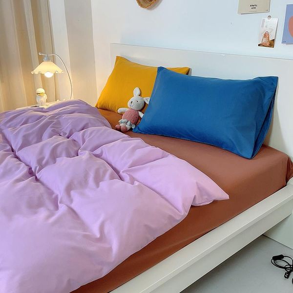 

bedding sets bed sheet set  king size for double plain dyed duvet cover solid color fitted/flat sheets pillowcase