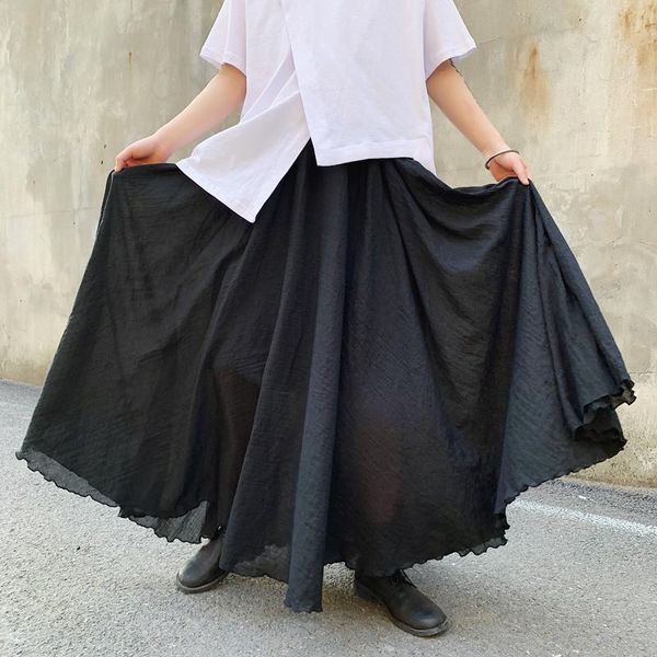 

men's trousers spring summer casual loose bell-bottom skirt double layer design black yamamoto style pants