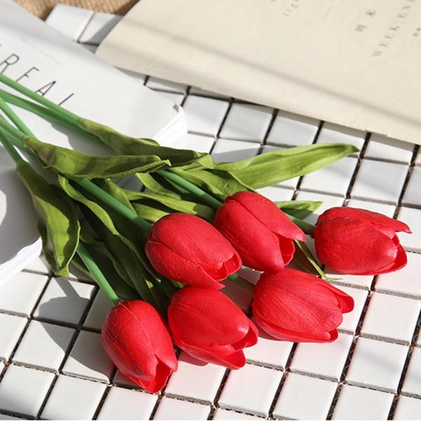 

tulip mini artificial flower real touch bouquet fake wedding decoration home decorative flowers & wreaths