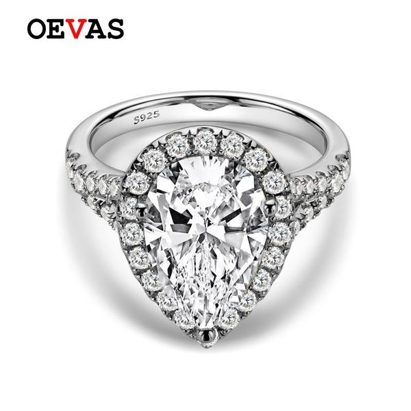 

cluster rings oevas sparkling 4.5 s water drop high carbon diamond finger 100% 925 sterling silver wedding fine jewery wholesale, Golden;silver