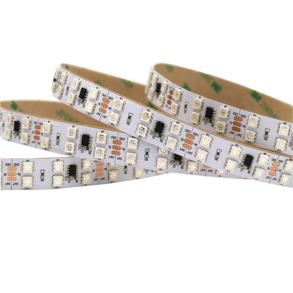 

strips 5m ws2811 led strip, 120leds/20pixels/m smd rgb addressable digital double row strip dc12v white pcb