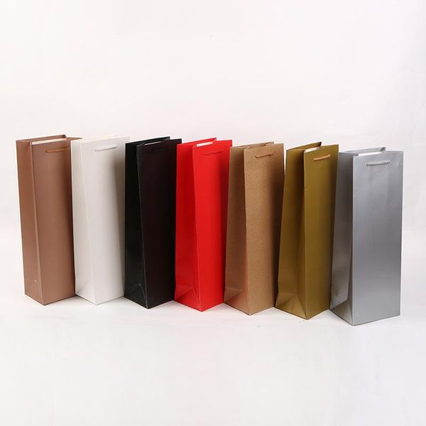 

gift wrap 10pcs creative packaging bags paper box with string for red wine oil champange bottle carrier holder packing