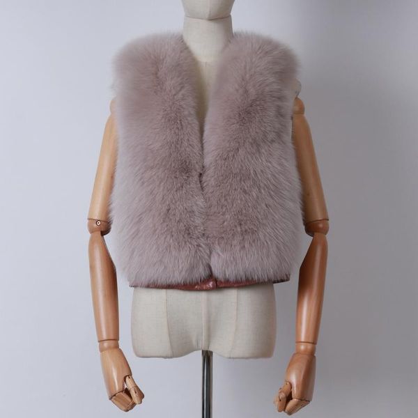 

women's fur & faux ladies natural women gilet real vest, Black