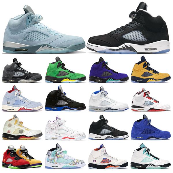

mens sneakers basketball shoes 5 bluebird racer blue raging bull alternate grape oregon michigan oreo suede womens sports trainers size 5.5-, White;red