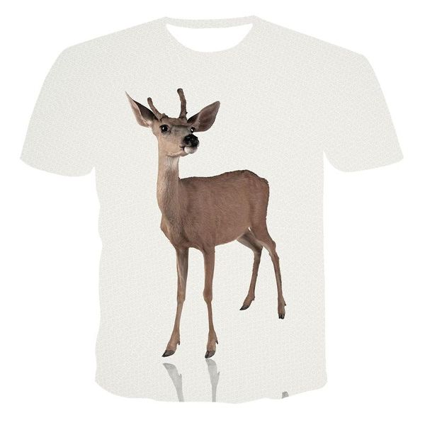 

men's t-shirts fun for full-time hunters in summer, cute deer sweatshirts, 3d printing, comfortable and breathable children's clot, White;black