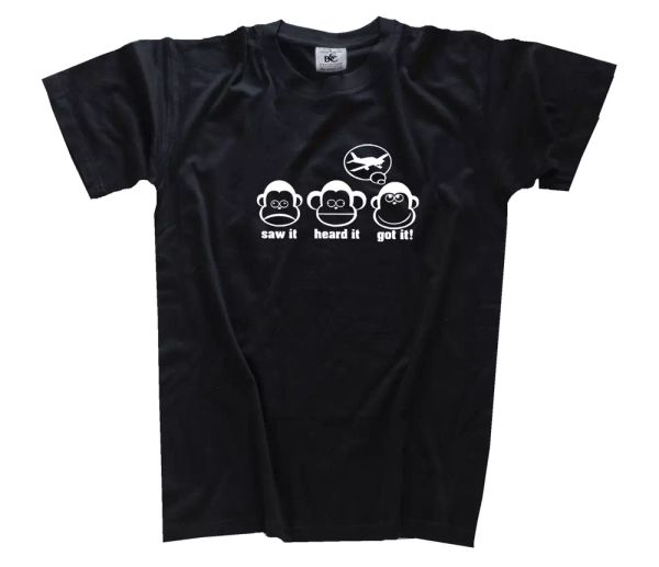 

three monkeys saw it heard it got it airplane aviator pilot aircraft t-shirt s-xxxl, White;black