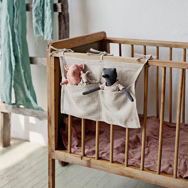 

storage bags multi-function crib bag cotton sundries organizer for dormitory tissue book bedding set accessories