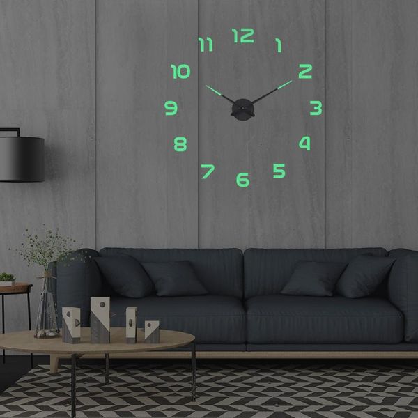 

wall clocks 3d diy clock acrylic mirror stickers home decoration living room quartz needle self adhesive hanging watch