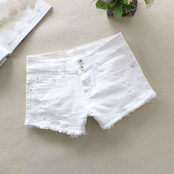 

women's shorts elastic high waist denim fashion summer women slim casual ripped hole jeans feminino white black c1yp