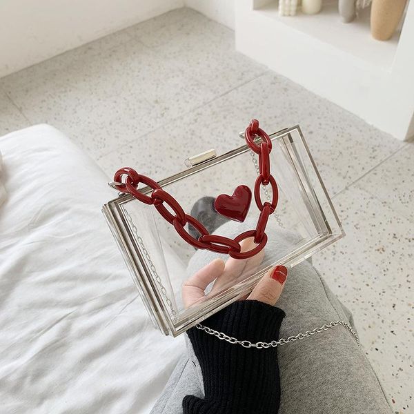 

evening bags acrylic transparent love bag women 2021 fashion simple chain messenger vacation shoulder handbag ladies