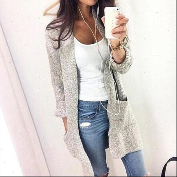 

autumn winter long sleeve loose women sweater knitting cardigan plus size knitted female cardigans pull femme, White;black