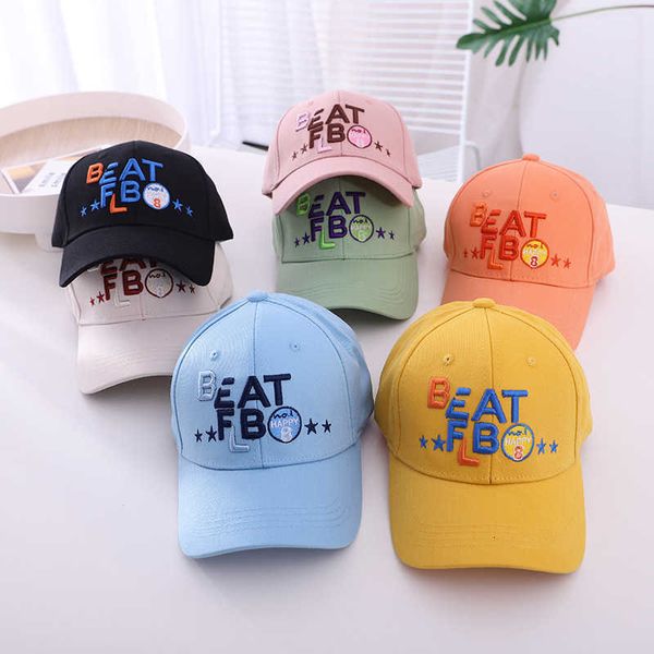 

children's hat spring summer children's baseball hat bet embroidered letter cap primary school student hat, Yellow