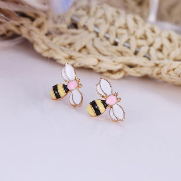 

stud tiny bee enamel charm for jewelry making and crafting cute earring pendant necklace bracelet charms drop, Golden;silver