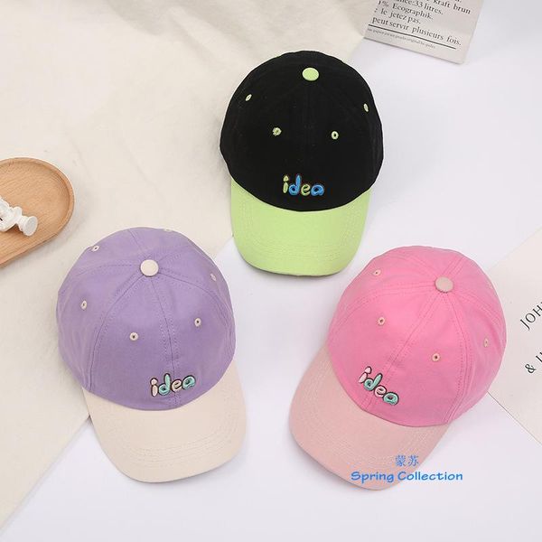 

spring and autumn leisure children's baseball caps with embroidered words color matching baby sunscreen boys gi & hats, Yellow