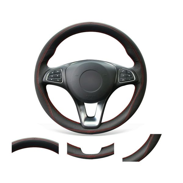 

diy custom hand stitched soft black suede steering wheel cover for benz w205 c117 c218 w213