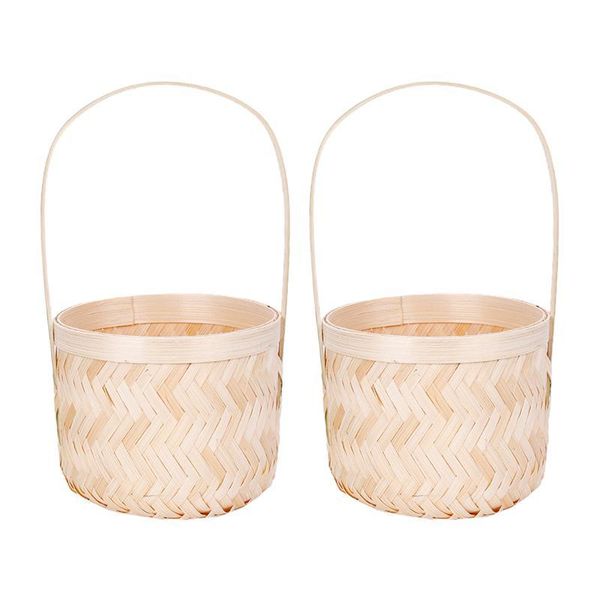 

2pcs handmade flower basket decorative storage artware bamboo ware baskets