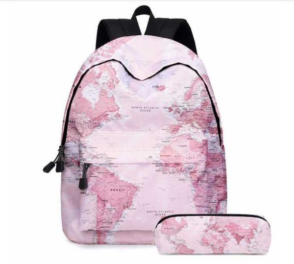 

backpack 1 set 2 pieces printing lapdaypack bookbag with pencil case female larger capacity