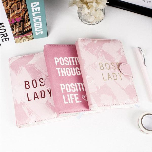 

ins style magnetic buckle pu cover journal gift box set diary cute notebook office student notepad agenda planner memo notepads, Purple;pink