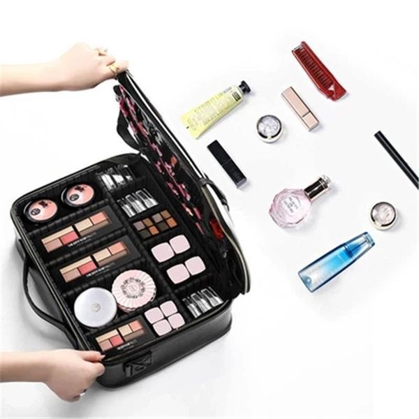 

cosmetic bag women travel make up toiletry big capacity leather fashion cosmetics suitcases for makeup bags & cases
