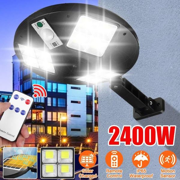

solar lamps 2400w outdoor led street light waterproof wall lamp pir sensor human induction cob industrial garden square road