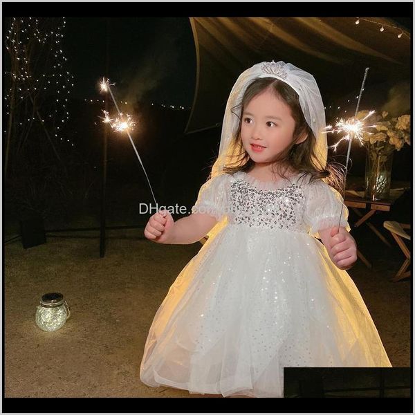 Bebê bebê, maternitygirls vestido adolescente princesa traje elegante crianças casamento branco festa oca vestidos de noite crianças baptism brilhante pano