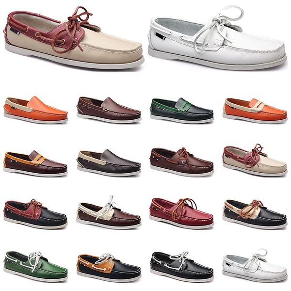 

152 womens sneakers sailing shoe mens casual leather shoes black white red green orange brown outdoor trainers size 38-45