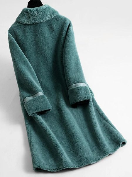 

women's fur & faux real coat female wool coats 2021 winter jacket women sheep shearling long outwear abrigo mujer my3559, Black