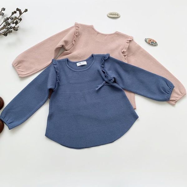 

pullover baby girls solid kids knitting sweaters autumn winter sweater children clothing, Blue