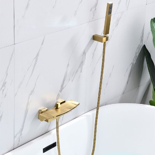 

other faucets, showers & accs bathroom bathtub set wall mounted waterfall brass shower brush gold /gold black finished gxq5