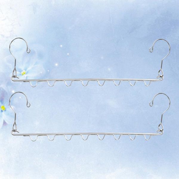 

2pcs stainless steel storage hanger clothes drying rack multi-port support organizer holders hangers & racks