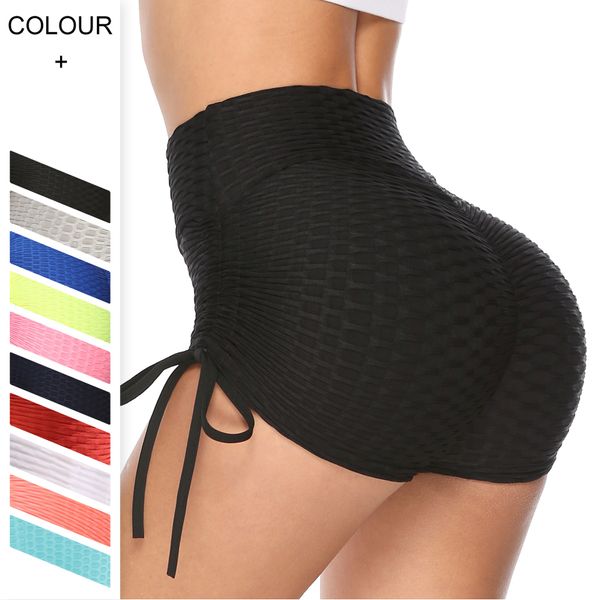 Mulheres Yoga Calças Fitness Leggings Drawstring Projeto Cintura Alta Cintura Esportes Legging Runging Apertado Push Up Feminino Sexy Pêssego Nádegas Multuls Faddish WMQ1255