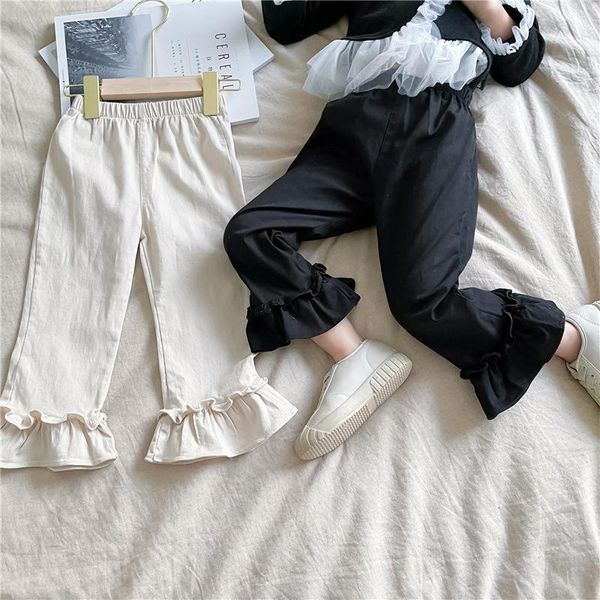 

trousers children's loose casual pants 2021 autumn korean girl ruffled princess flared western style, Blue