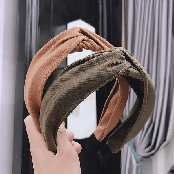 

hair accessories solid color headband for women fabric hoop cross-knotted hairband wide-brimmed band girl bezel