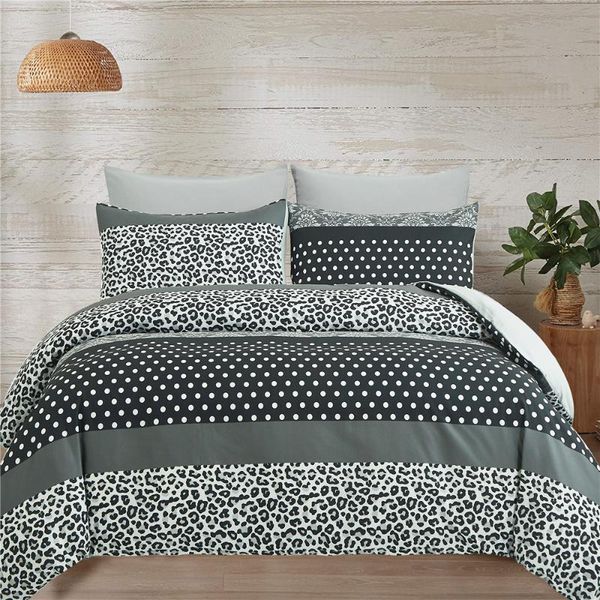 

leopard bohemian bedding set 2/3pcs soft spots printed duvet cover with pillowcase (no bed sheet), single twin  size sets