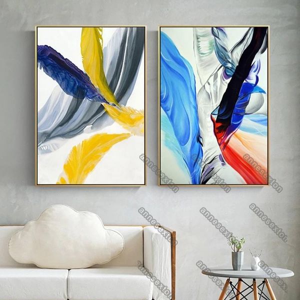 

paintings european style canvas painting poster and print art colorful bird feathers red yellow blue brown for living rooms wall decoratio