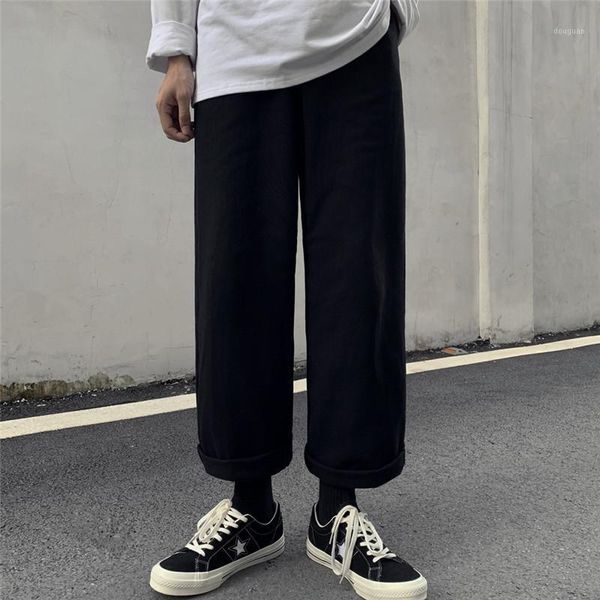

lychee girls vintage solid color women cargo pants korean style casual loose straight autumn lady trousers women's & capris, Black;white