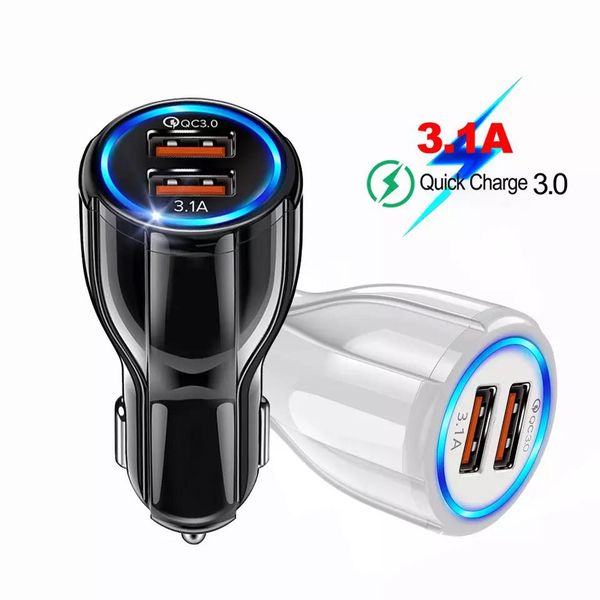 

quick charge qc 3.0 car charger adapter dual usb-c fast charging for iphone 12 11 8 7 6 5 samsung xiaomi mi huawei lg