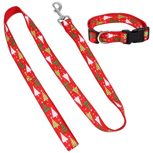 

set xmas pet collar leash christmas lead dog bandana strap collars & leashes