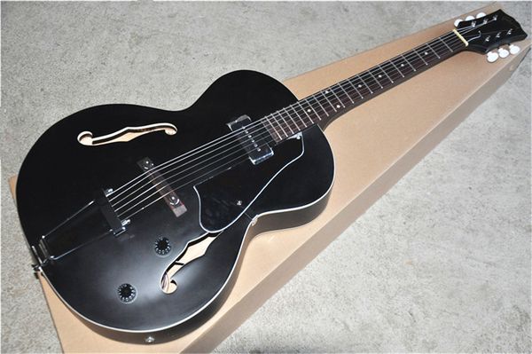 

l5 matte black electric guitars maple body rosewood fingerboard p90 pickup 22 frets row button