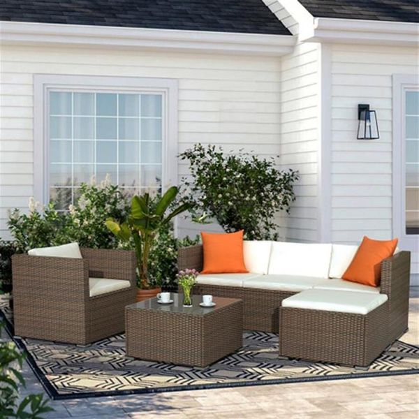 

us stock ax outdoor rattan patio furniture sets wicker sofa cushioned sectional garden sofa set a03 a34 a55