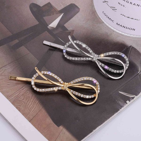 

fashion personality women's bow set diamond hairpin girl side clip headdress clip, Golden;silver